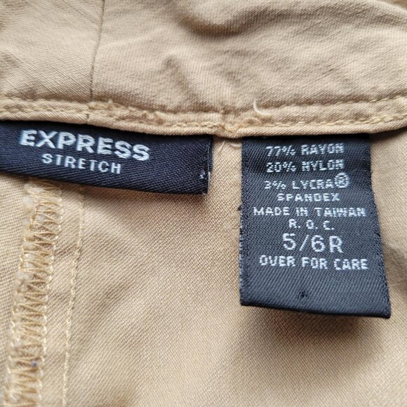 Express Khaki Pants Women's Size 5/6 R Stretch Bootcut w/ Ankle Zipper - Picture 4 of 6
